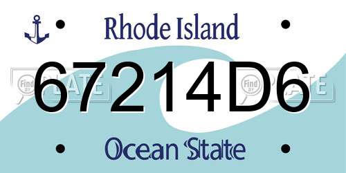 67214D6 Rhode Island License Plate