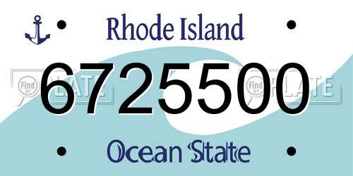 6725500 Rhode Island License Plate