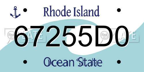 67255D0 Rhode Island License Plate