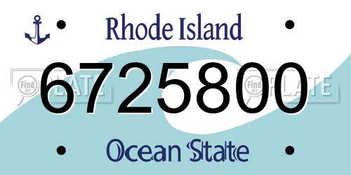 6725800 Rhode Island License Plate