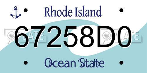 67258D0 Rhode Island License Plate
