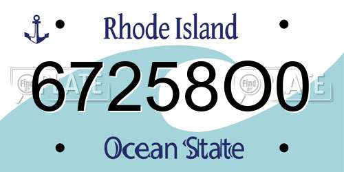 67258O0 Rhode Island License Plate