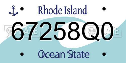 67258Q0 Rhode Island License Plate