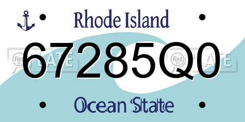 67285Q0 Rhode Island License Plate
