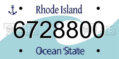 6728800 Rhode Island License Plate