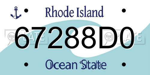 67288D0 Rhode Island License Plate
