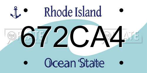 672CA4 Rhode Island License Plate