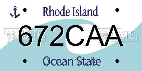 672CAA Rhode Island License Plate