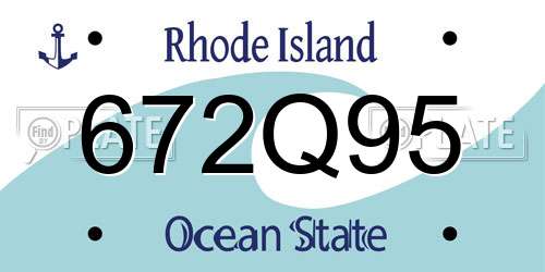 672Q95 Rhode Island License Plate
