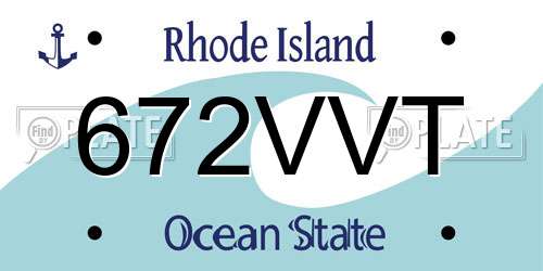 672VVT Rhode Island License Plate