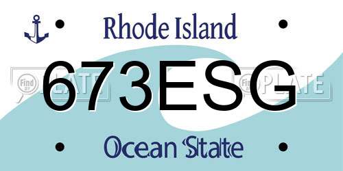 673ESG Rhode Island License Plate