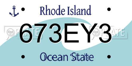 673EY3 Rhode Island License Plate