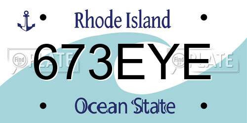 673EYE Rhode Island License Plate