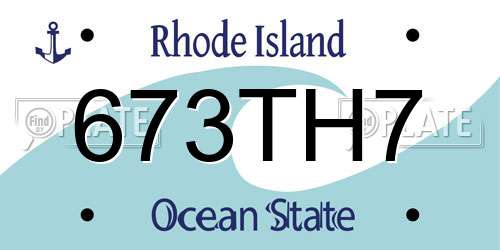 673TH7 Rhode Island License Plate