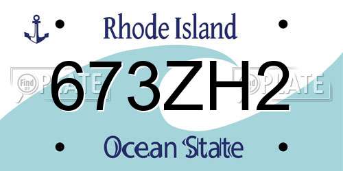 673ZH2 Rhode Island License Plate