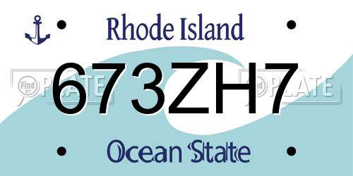 673ZH7 Rhode Island License Plate