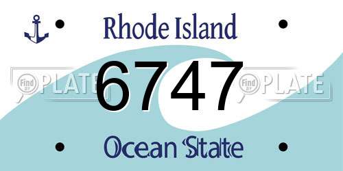 6747 Rhode Island License Plate