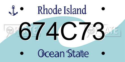 674C73 Rhode Island License Plate