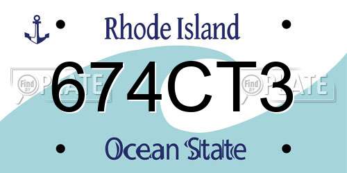 674CT3 Rhode Island License Plate
