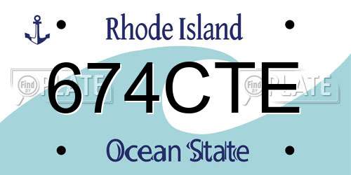674CTE Rhode Island License Plate
