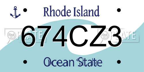 674CZ3 Rhode Island License Plate