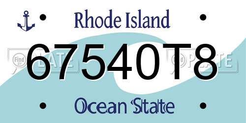 67540T8 Rhode Island License Plate