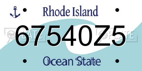 67540Z5 Rhode Island License Plate