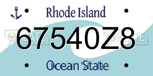 67540Z8 Rhode Island License Plate