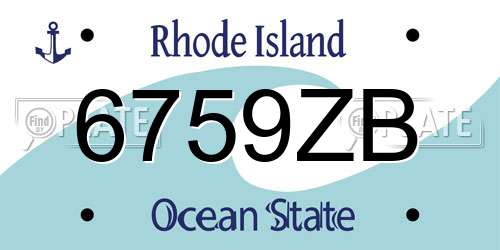 6759ZB Rhode Island License Plate