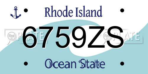 6759ZS Rhode Island License Plate