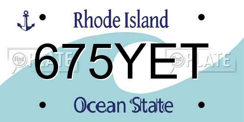 675YET Rhode Island License Plate