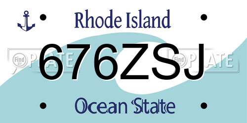 676ZSJ Rhode Island License Plate