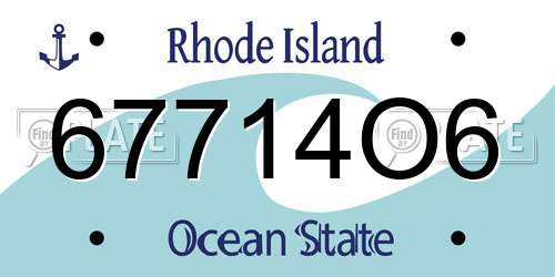 67714O6 Rhode Island License Plate
