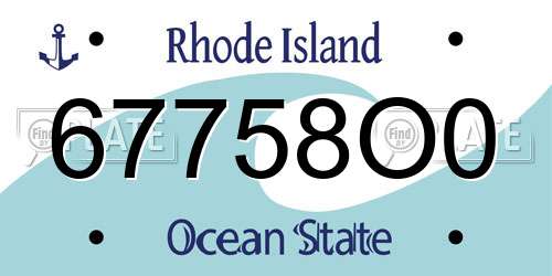 67758O0 Rhode Island License Plate
