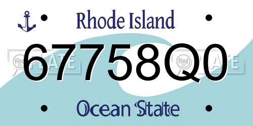 67758Q0 Rhode Island License Plate