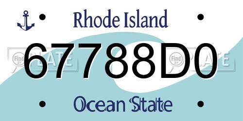 67788D0 Rhode Island License Plate