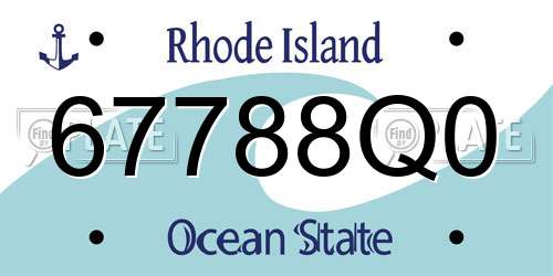 67788Q0 Rhode Island License Plate