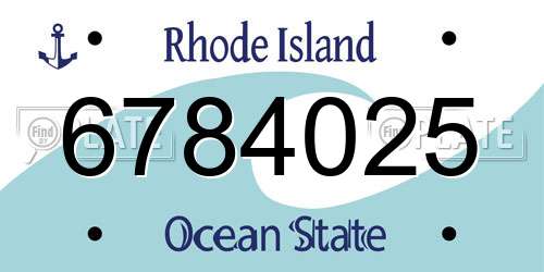 6784025 Rhode Island License Plate