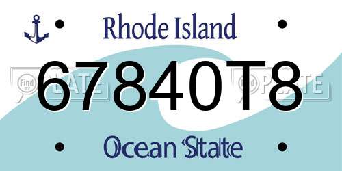 67840T8 Rhode Island License Plate