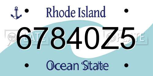 67840Z5 Rhode Island License Plate