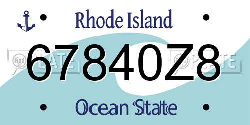 67840Z8 Rhode Island License Plate
