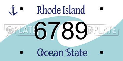 6789 Rhode Island License Plate