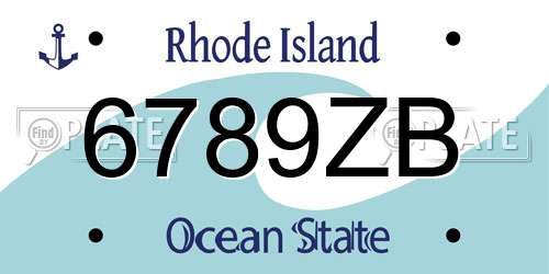 6789ZB Rhode Island License Plate