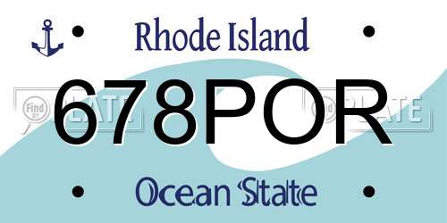 678POR Rhode Island License Plate
