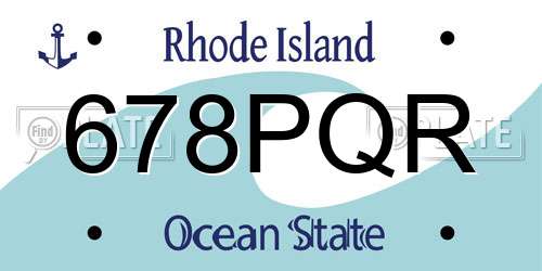 678PQR Rhode Island License Plate