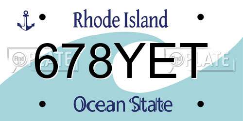 678YET Rhode Island License Plate