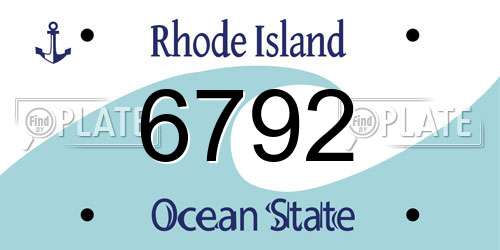 6792 Rhode Island License Plate