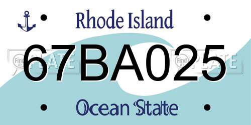 67BA025 Rhode Island License Plate