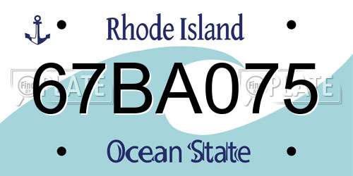 67BA075 Rhode Island License Plate