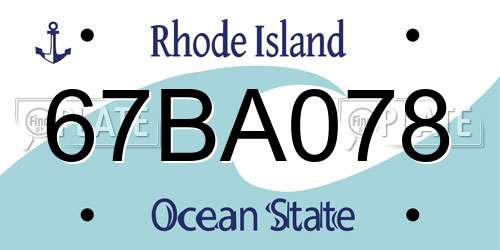 67BA078 Rhode Island License Plate